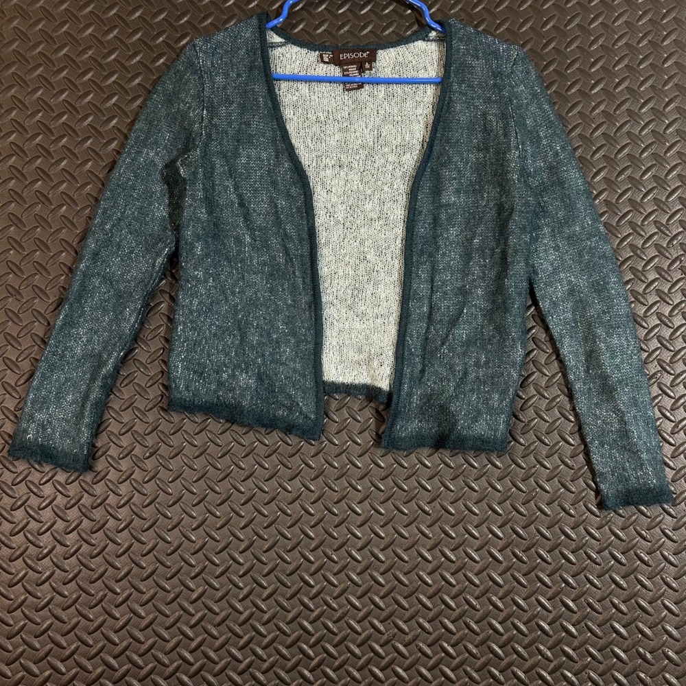 Vintage Episode Mohair Wool Blend Open Front Cardigan Women's Small Green